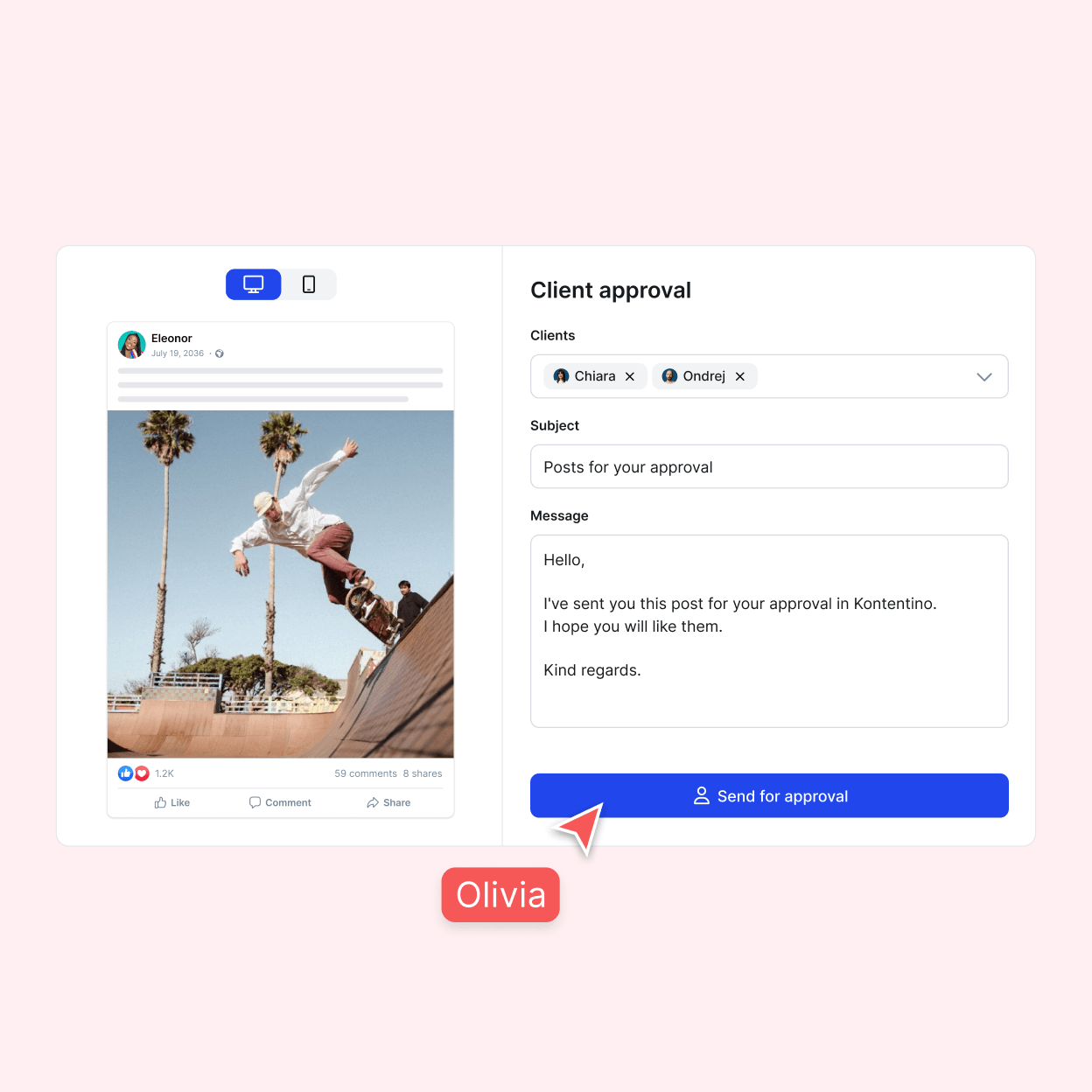 Get posts approved with a single click.