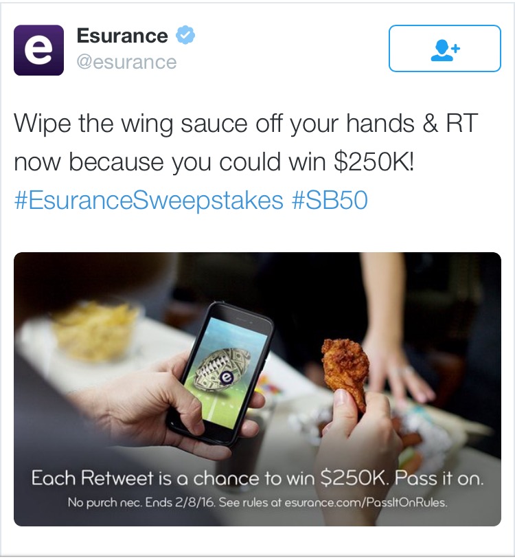 Esurance Sweepstakes twitter social media campaign