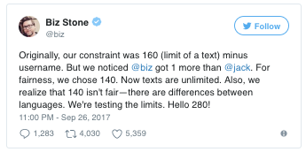 280 character grid is notably longer